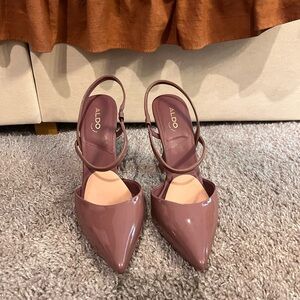 Aldo Brown Pointed-Toe Heels with Ankle Straps
